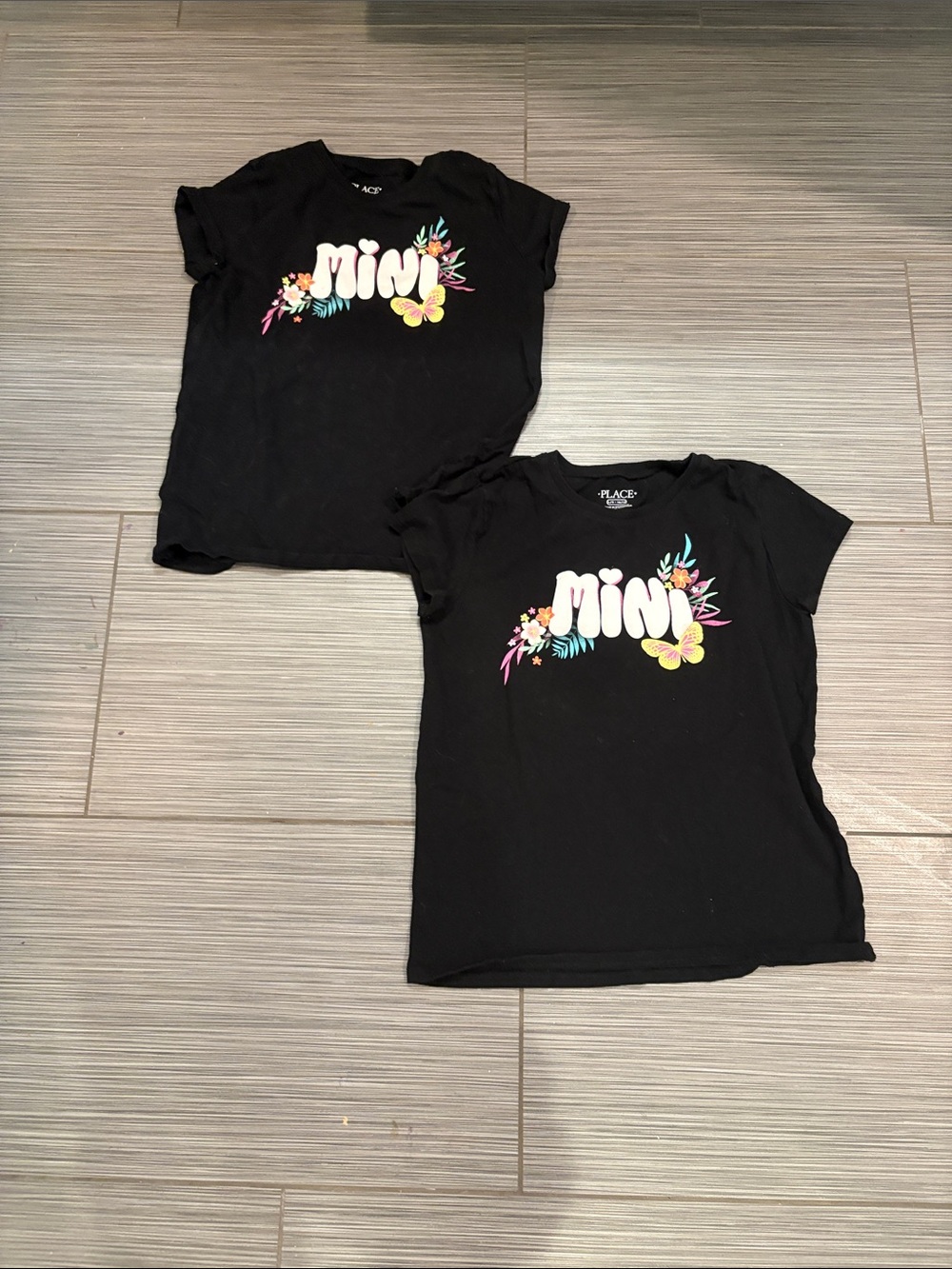 The Children's Place Black Graphic "Mini" Tee with Floral & Butterfly Accents